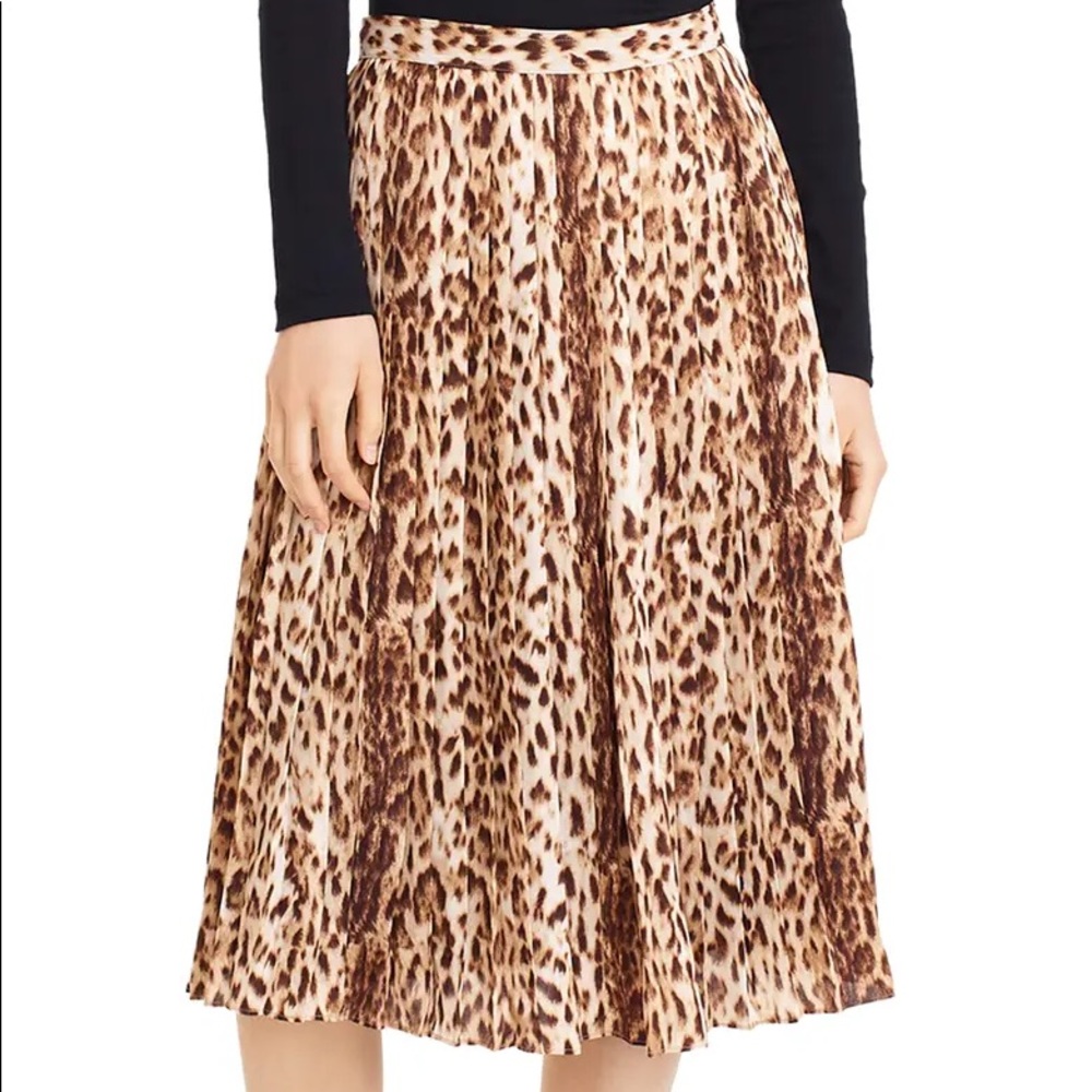 JCrew Leopard Pleated Midi Skirt